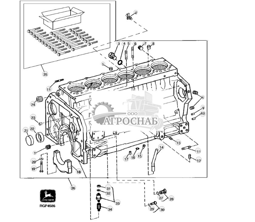 Replacement Cylinder Block, Fittings And Main Bearing Caps 